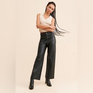 Maeve The Colette Wide-Leg Full Length Vegan Leather Pants